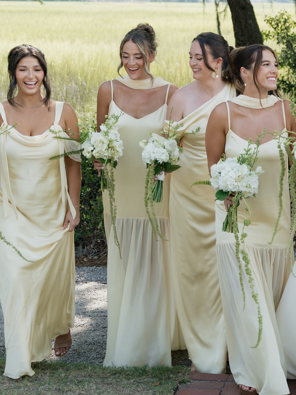 Show Me Your MuMu Pale Yellow Satin Bridesmaid Slip Dress